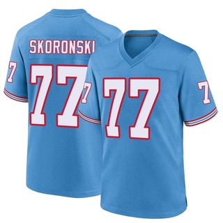 Game Peter Skoronski Men's Tennessee Titans Oilers Throwback Alternate Jersey - Light Blue