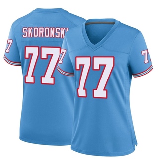 Game Peter Skoronski Women's Tennessee Titans Oilers Throwback Alternate Jersey - Light Blue