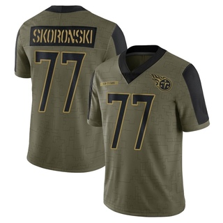 Limited Peter Skoronski Men's Tennessee Titans 2021 Salute To Service Jersey - Olive