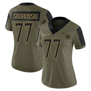 Limited Peter Skoronski Women's Tennessee Titans 2021 Salute To Service Jersey - Olive