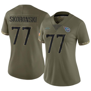 Limited Peter Skoronski Women's Tennessee Titans 2022 Salute To Service Jersey - Olive